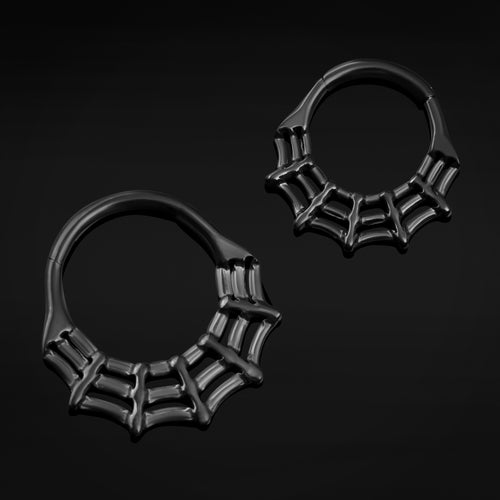Black Spider Web ASTM F136 Titanium Segment Clicker Septum Nose Ring