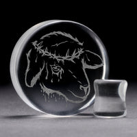 Plug / Gauge Agneau sacrificiel - Verre transparent | Face plate double évasé