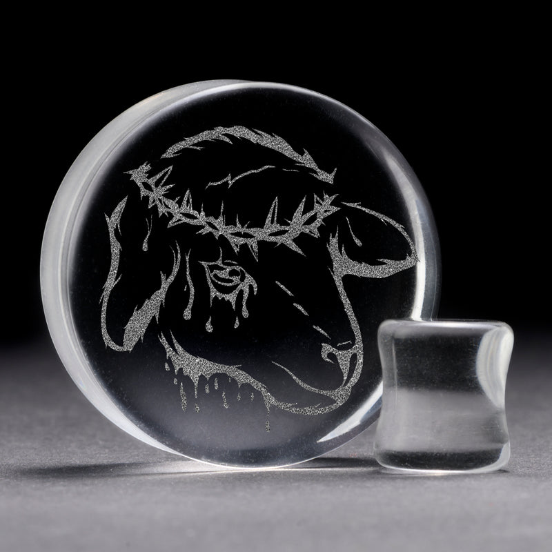 Plug / Gauge Agneau sacrificiel - Verre transparent | Face plate double évasé
