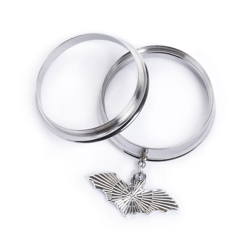 Mignon tunnel d’oreille / Plug / jauge à double flare avec pendentif chauve-souris gothique
