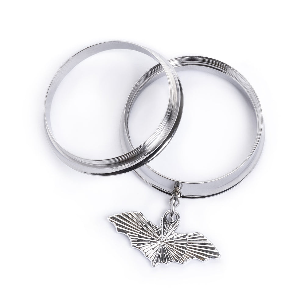 Cute Gothic Bat Double Flared Tunnel Dangle / Plug / Gauge - Metal Ear Plugs in 6mm (2g) - 30mm (1.18'') Gauge Sizes