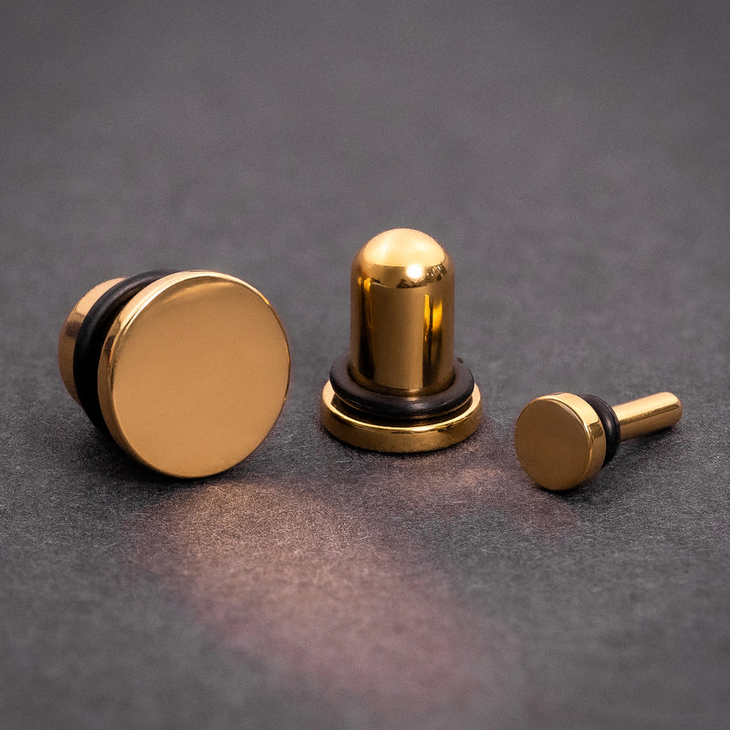 Plug / Gauge d'étirement d'oreille simple évasé en acier doré