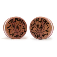 Plug / Gauge Tournesol qui pleure I'm Fine - Bois de Saba | Face plate double évasé