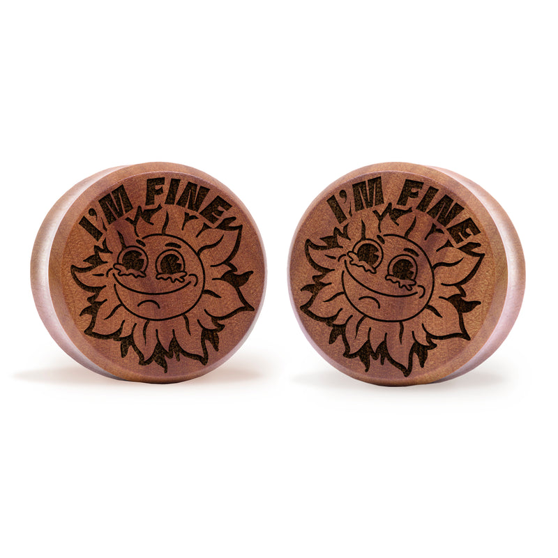 Plug / Gauge Tournesol qui pleure I'm Fine - Bois de Saba | Face plate double évasé