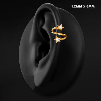 Twisted Star Helix Ring, Gold, ASTM F136 Titanium