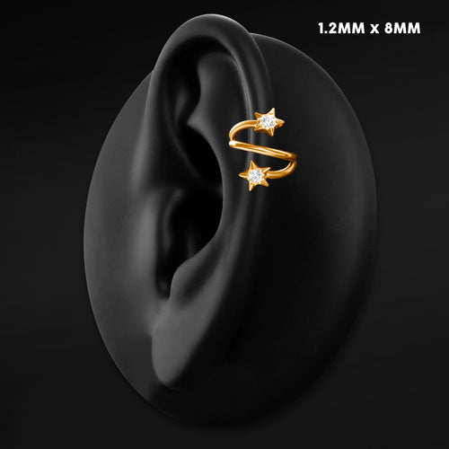 Twisted Star Helix Ring, Gold, ASTM F136 Titanium