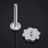 Labret en titane à filetage interne, trèfle à quatre feuilles argenté, calibre 1,2 mm