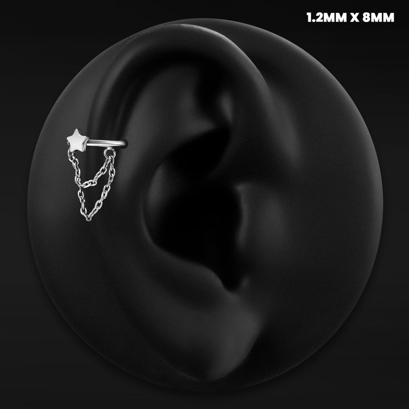 Bague hélice étoile à double chaîne, argent, titane ASTM F136
