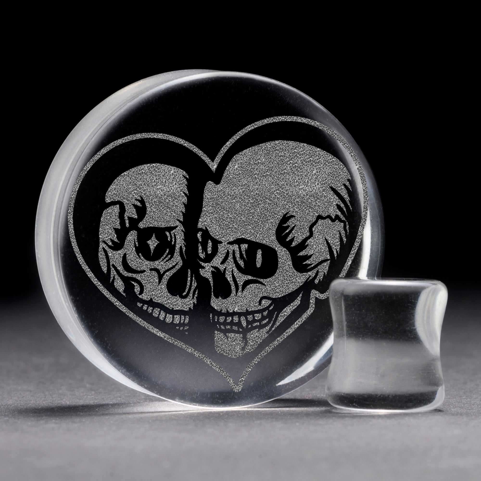 Till Death Skeleton Plug / Gauge - Clear Glass | Flat Faced Double Flare