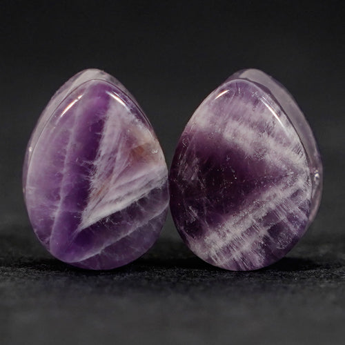 12 mm (1/2 ") Paar Amethyst Teardrop Plug / Gauge - (einzigartig)