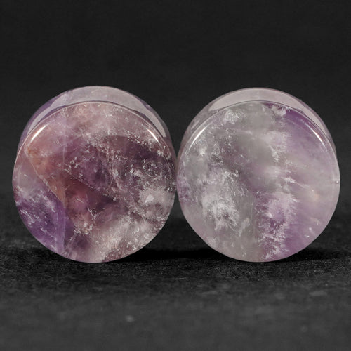 16mm (5/8") Pair Amethyst Plug / Gauge - (One of a Kind)