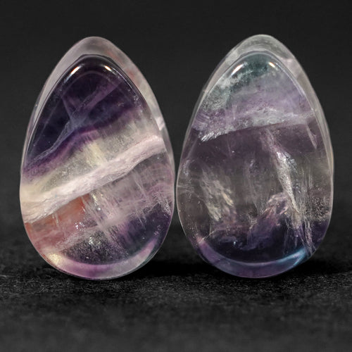 18 mm (11/16 ") Paar Regenbogenfluorit -Tränensteck / -stuhl - (einzigartig)