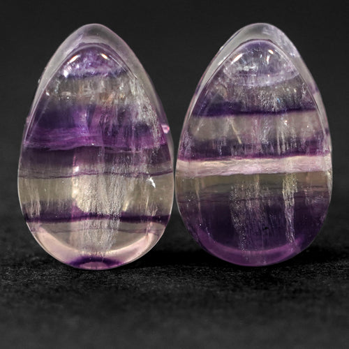 18 mm (11/16 ") Paar Regenbogenfluorit -Tränensteck / -stuhl - (einzigartig)