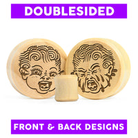 Plug / Gauge Kewpie qui pleure double face - Bois de crocodile | Face plate double évasé