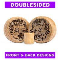 Plug / Gauge Kewpie qui pleure double face - Bois de teck | Face plate double évasé