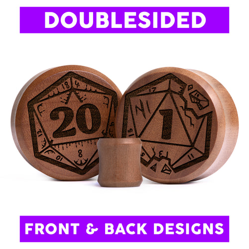 Doppelter D & D -Würfel Plug / Gauge - Saba Wood | Doppelaufgeweitet mit flachem Gesicht