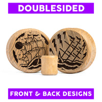 Plug / Gauge Navire qui coule double face - Bois de teck | Face plate double évasé