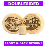 Plug / Gauge Dinosaure T-Rex double face - Bois de crocodile | Face plate double évasé