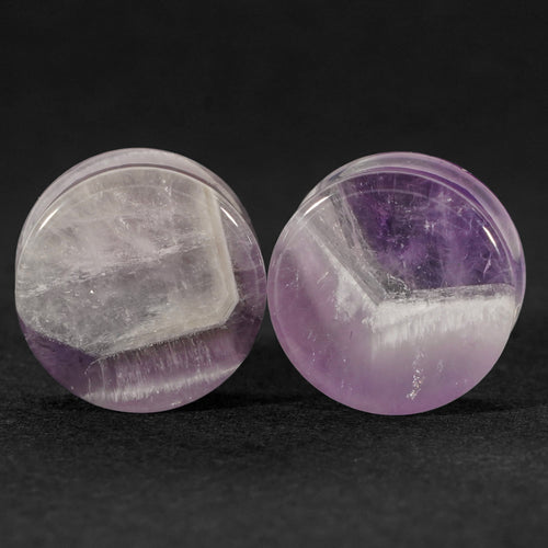 22 mm (7/8 ") Paar Amethyst Plug / Gauge - (Einzigartig)