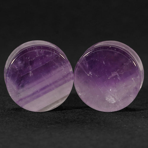 22 mm (7/8 ") Paar Amethyst Plug / Gauge - (Einzigartig)