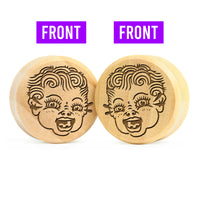 Plug / Gauge Kewpie qui pleure double face - Bois de crocodile | Face plate double évasé