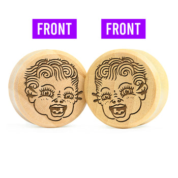 Doppelter Weinen Kewpie Plug / Gauge - Crocodile Wood | Doppelaufgeweitet mit flachem Gesicht