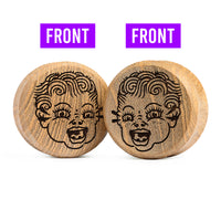 Plug / Gauge Kewpie qui pleure double face - Bois de teck | Face plate double évasé