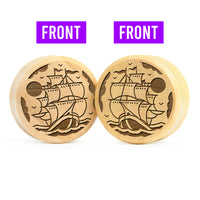 Plug / Gauge Navire qui coule double face - Bois de crocodile | Face plate double évasé