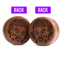 Plug / Gauge Kewpie qui pleure double face - Bois de Saba | Face plate double évasé