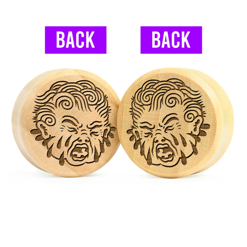 Plug / Gauge Kewpie qui pleure double face - Bois de crocodile | Face plate double évasé