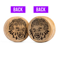 Plug / Gauge Kewpie qui pleure double face - Bois de teck | Face plate double évasé