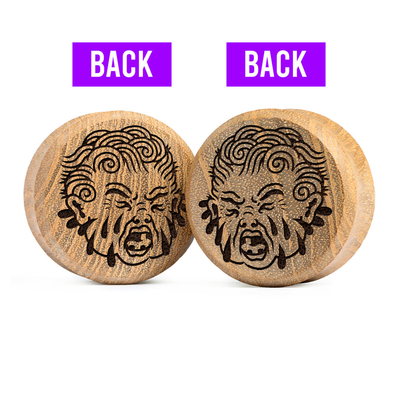 Plug / Gauge Kewpie qui pleure double face - Bois de teck | Face plate double évasé