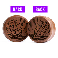 Plug / Gauge Navire qui coule double face - Bois de Saba | Face plate double évasé