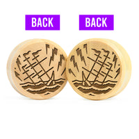 Plug / Gauge Navire qui coule double face - Bois de crocodile | Face plate double évasé