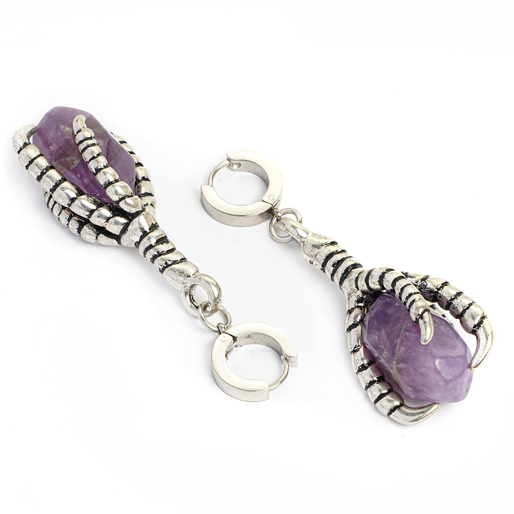 Amethyst- Und Silber-Vogelkrallen-Ohrringe (Paar)