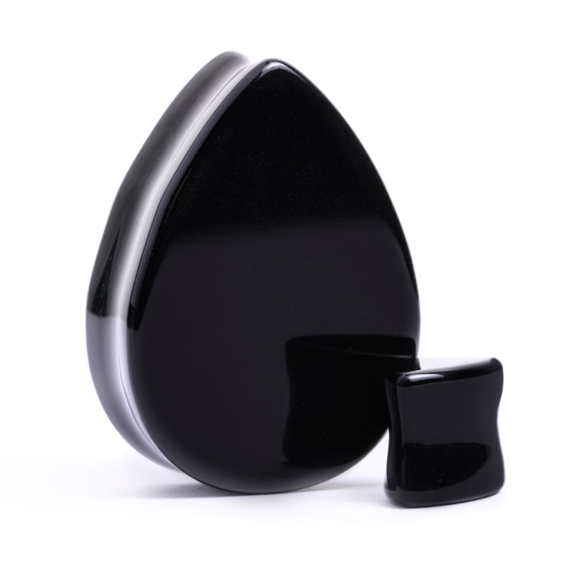 Black Teardrop Glass Plug / Gauge