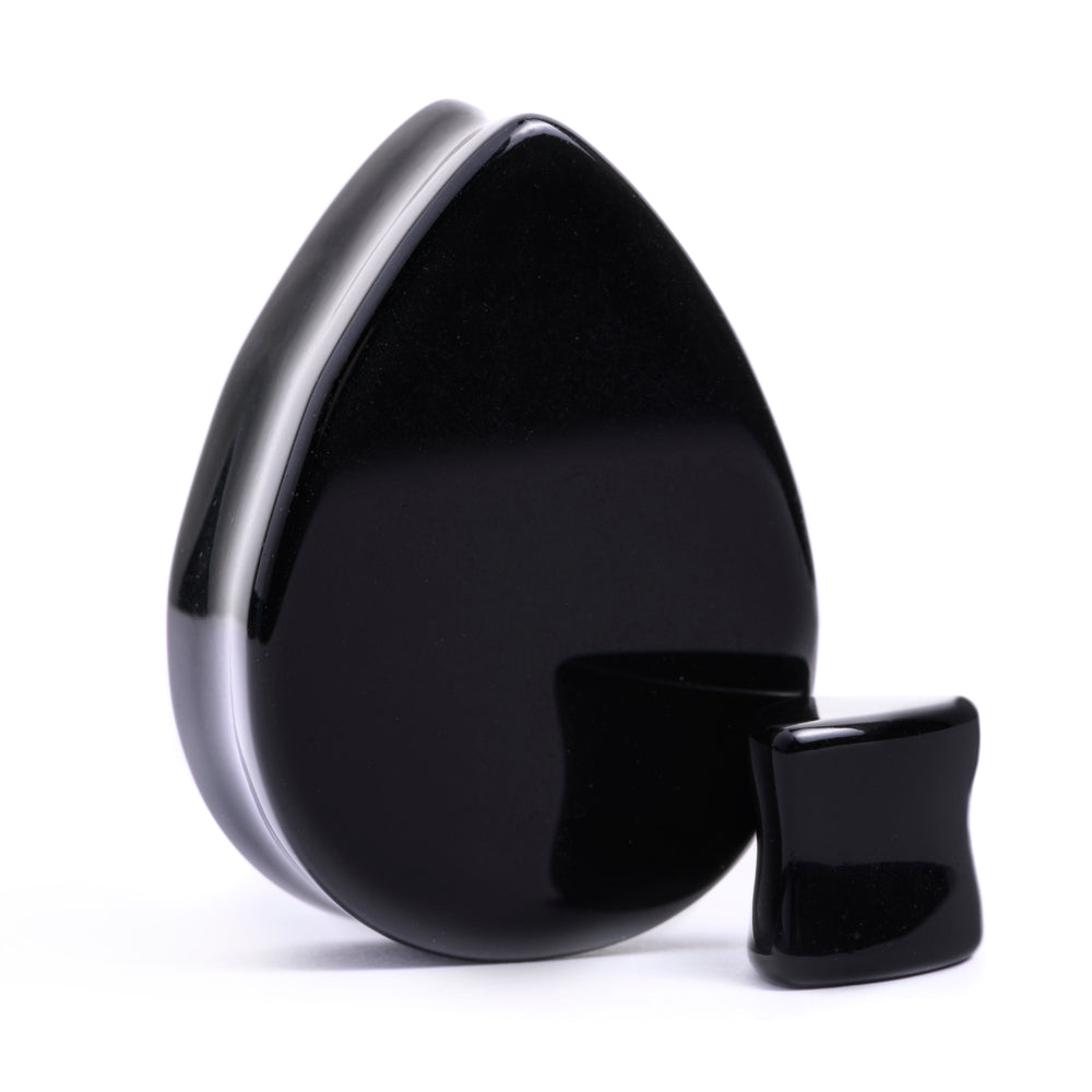 Schwarzer Tropfenförmiger Glas Plug / Dehnung