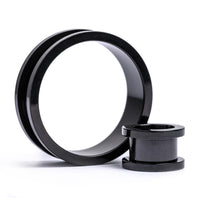 Black Screwback Stainless Steel Ear Tunnel