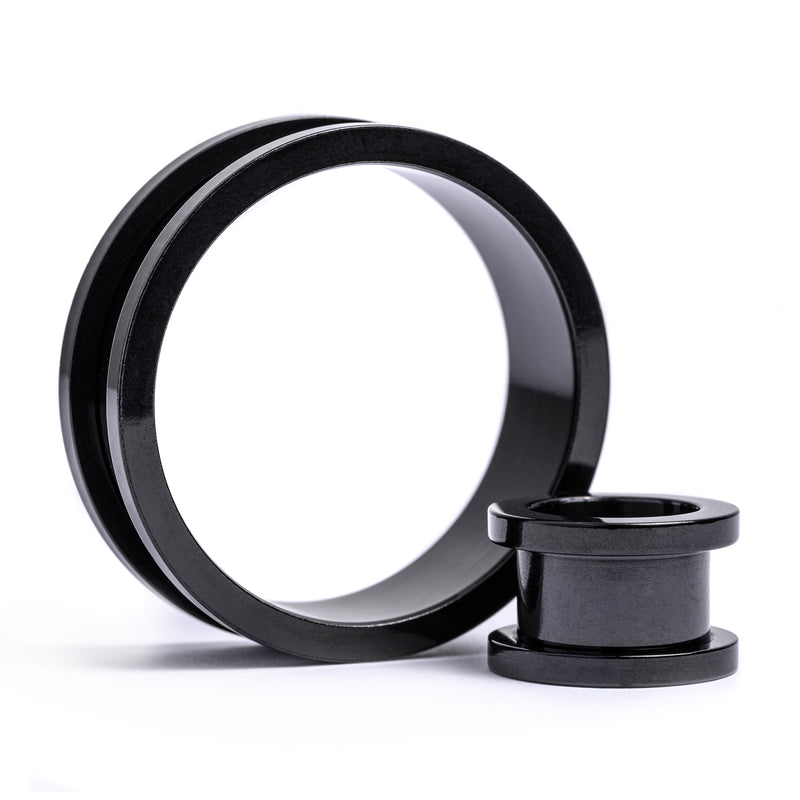Black Screwback Stainless Steel Ear Tunnel