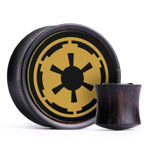 Galactic Empire Plug/Messgerät – Schwarzes und goldenes Inlay aus Ebenholz | Konvexe Doppelflare