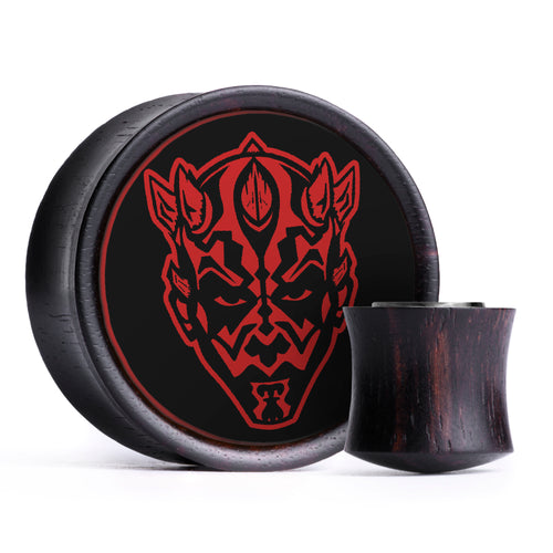 Darth Maul Plug / Messgerät - Schwarze & Rote Einlage Ebenholz | Konvexe Doppelkalotte