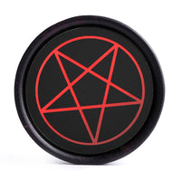 Plug / Gauge Pentagramme - Bois d'ébène incrusté noir & rouge | Convexe double évasé