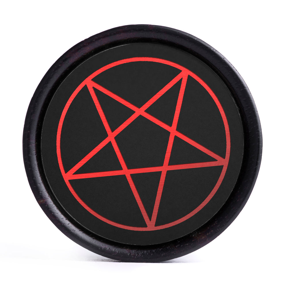 Pentagram Plug / Gauge - Schwarz & Rot Einlage Ebenholz | Konvex Doppel Flare