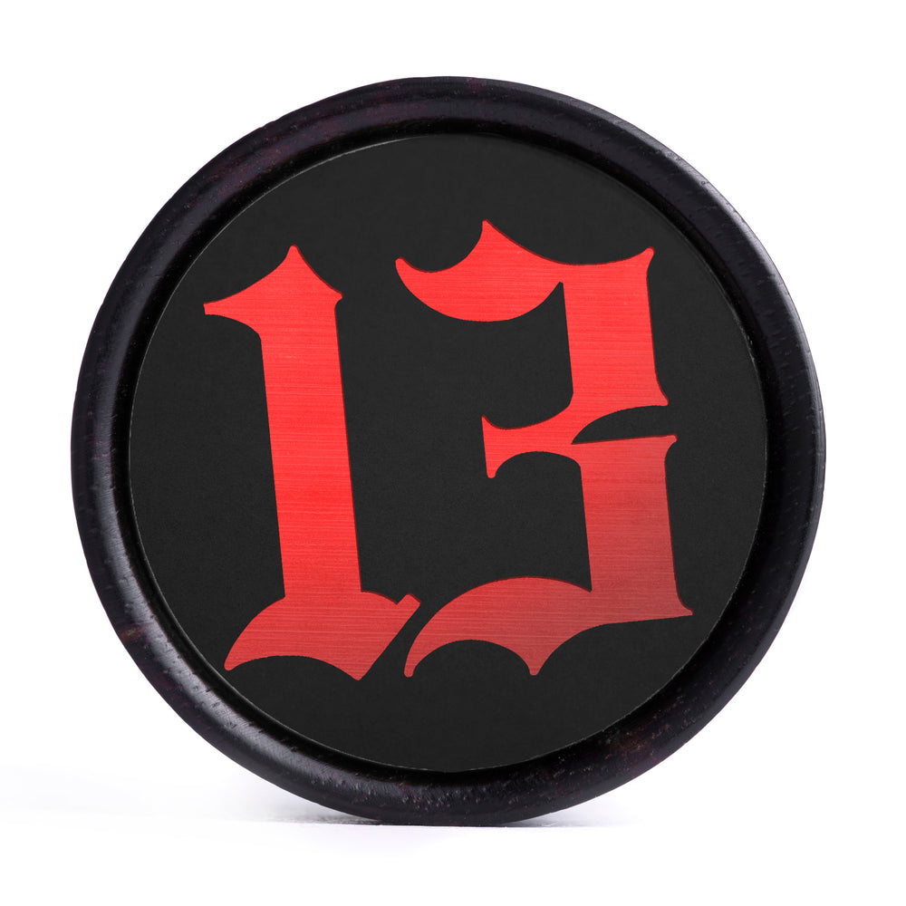 Unlucky 13 Plug / Gauge - Black & Red Inlay Ebony Wood | Convex Double Flare - Lasered To Order In House At Custom Plugs HQ