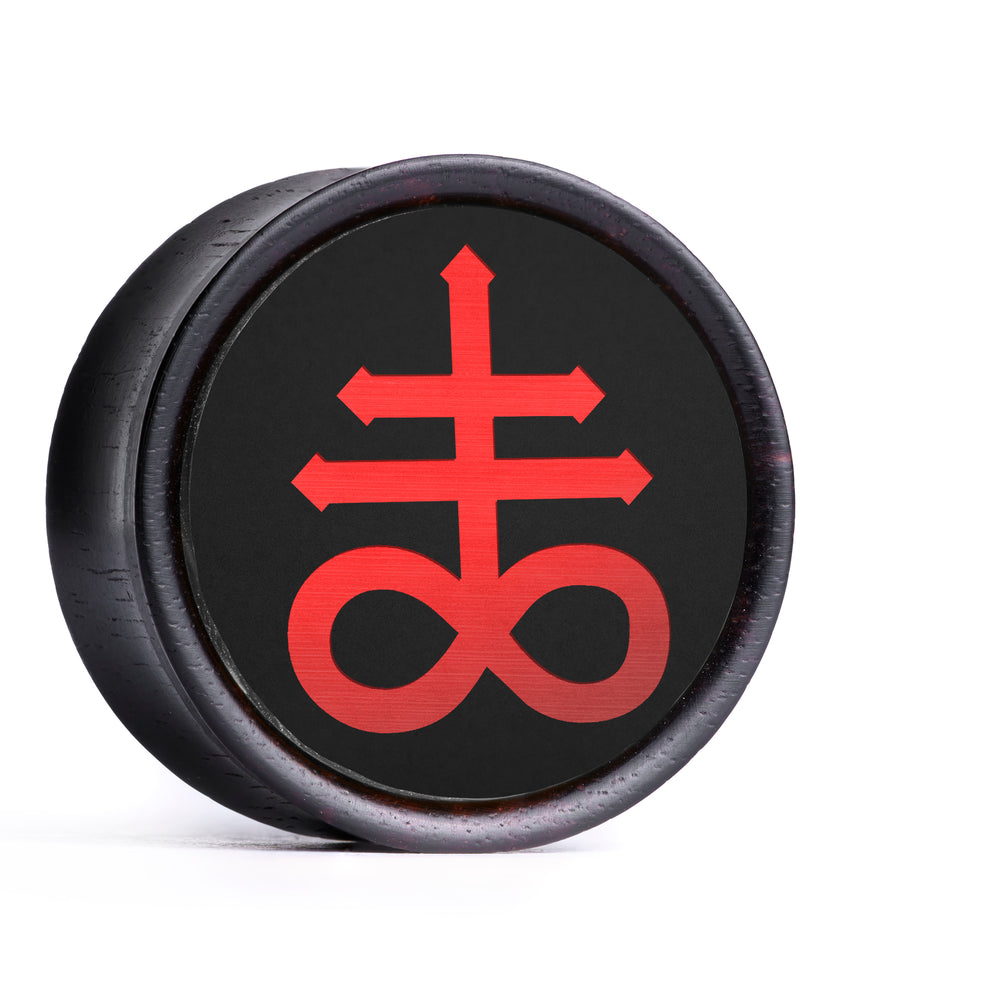Leviathan Cross Plug / Gauge - Schwarz & Rot Einlage Ebenholz | Konvexer Doppelflansch