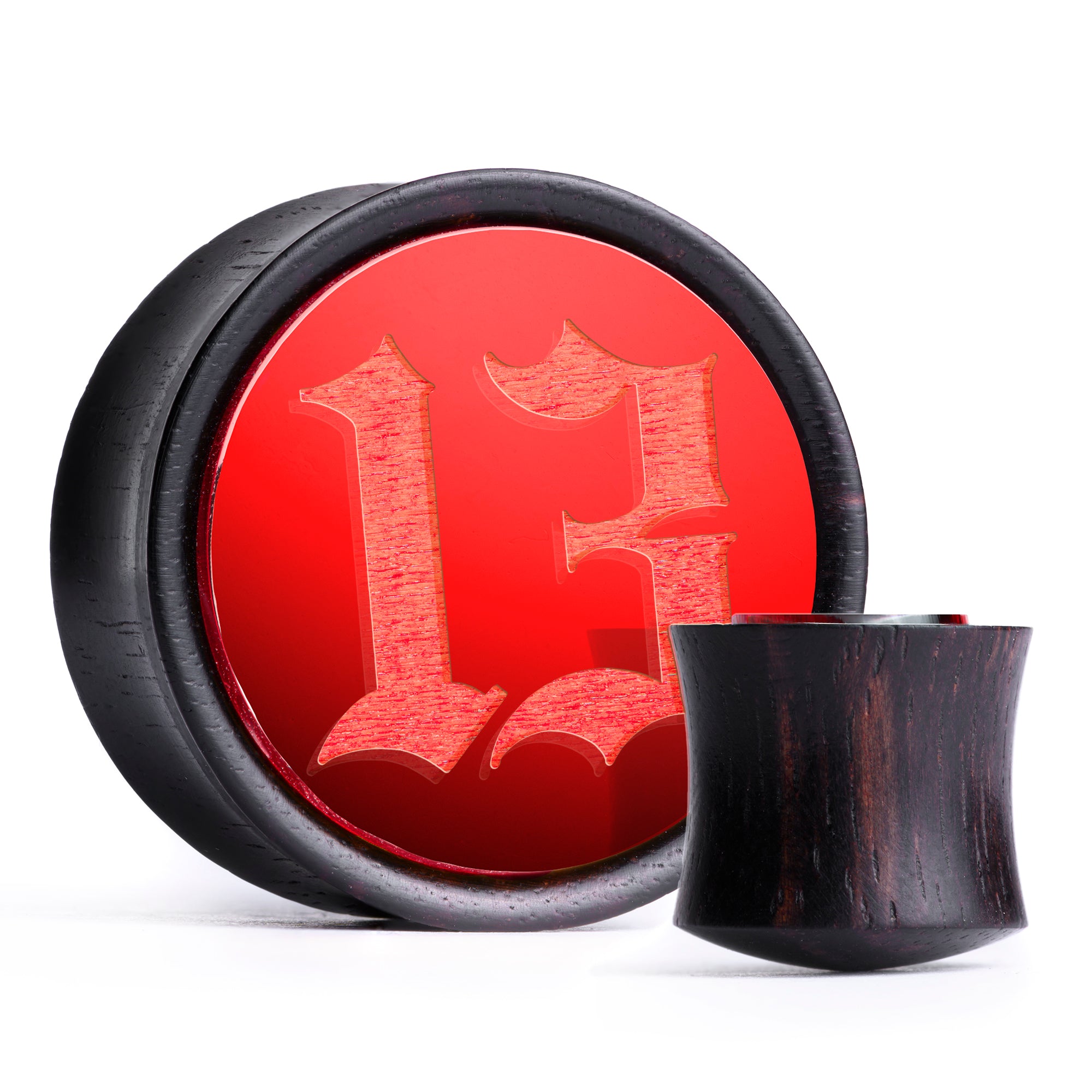 Unlucky 13 Plug / Gauge - Red Inlay Ebony Wood | Convex Double Flare