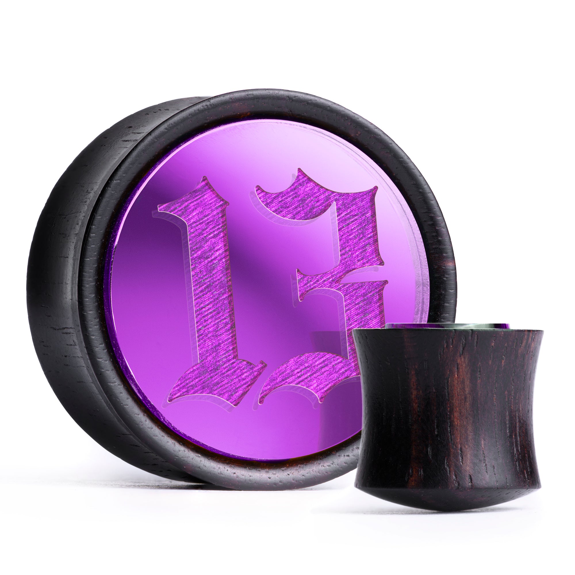 Unlucky 13 Plug / Gauge - Purple Inlay Ebony Wood | Convex Double Flare