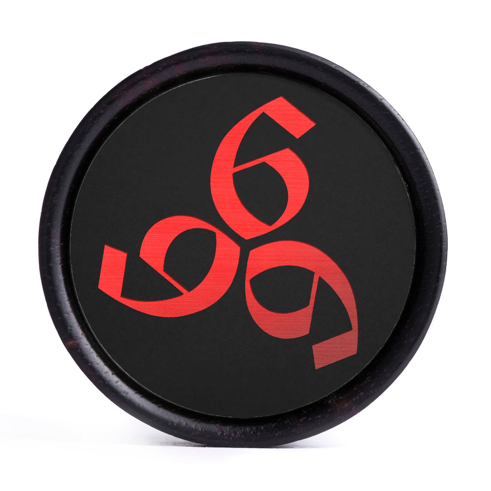 666 Plug / Gauge - Schwarz & Rot Einlage Ebenholz | Konvexer Doppelflansch