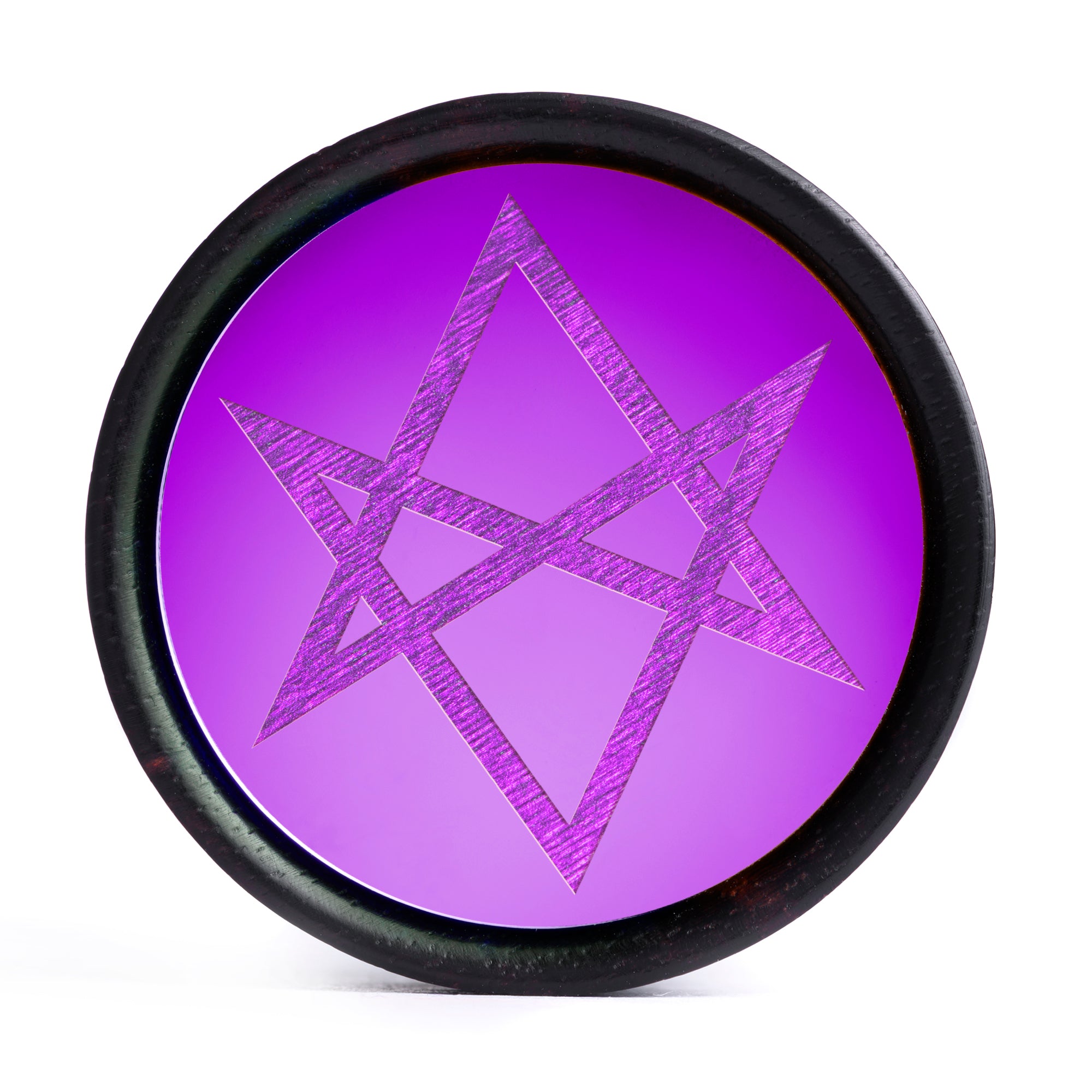 Girl wearing goth Marble Black & Purple Stone Plug / Gauge