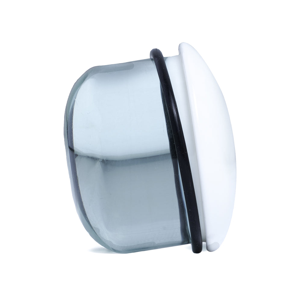 Clear & White Single Flare Glass Plug / Gauge - Single Flare Plugs / Gauges in 1.6mm (14g), 10mm (00g), 30mm (1.18")